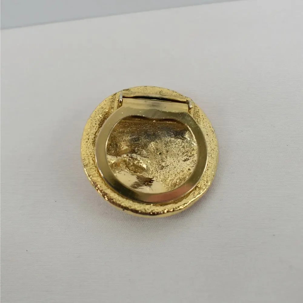 Vintage Gold Tone Jaguar Scarf Clip Ring Big Wild Cat Panther Puma Retro Jewelry